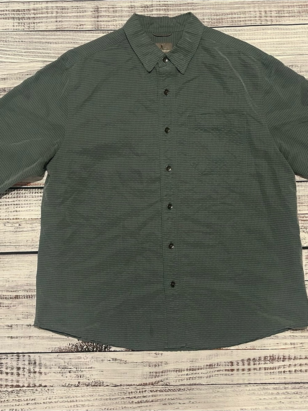 Royal Robbins Desert Pucker Shirt Mens Large L Green Micro Check Travel